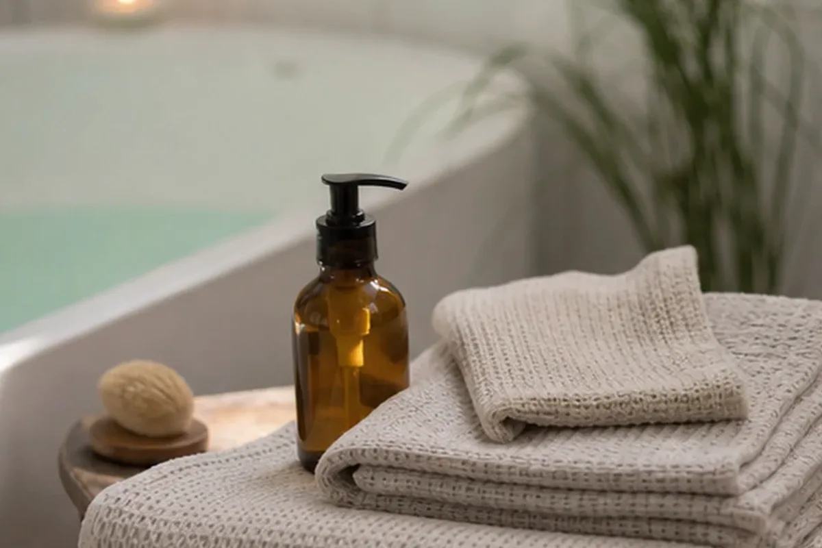 Hochwertige Beauty-Inszenierung zu Auswahlkriterien für Körperöl für müde Füße