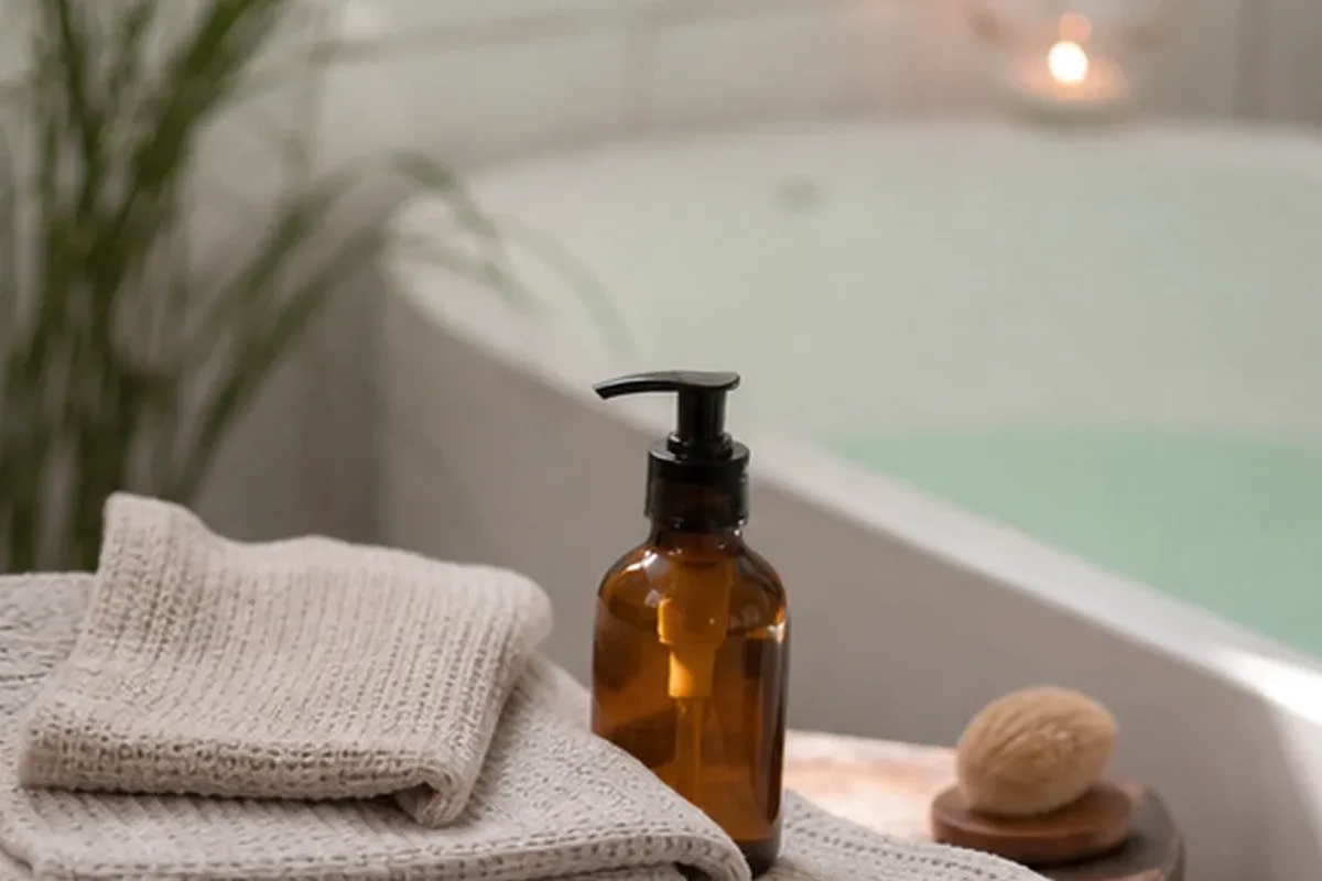 Hochwertige Beauty-Inszenierung zu Auswahlkriterien für Badezusatz für beanspruchte Hände
