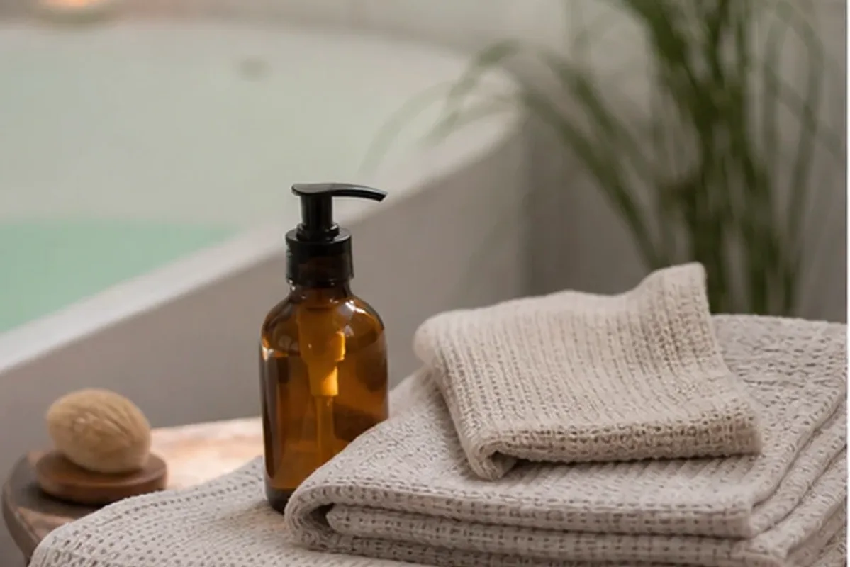 Hochwertige Beauty-Inszenierung zu Auswahlkriterien für Duschöl für empfindliche Haut