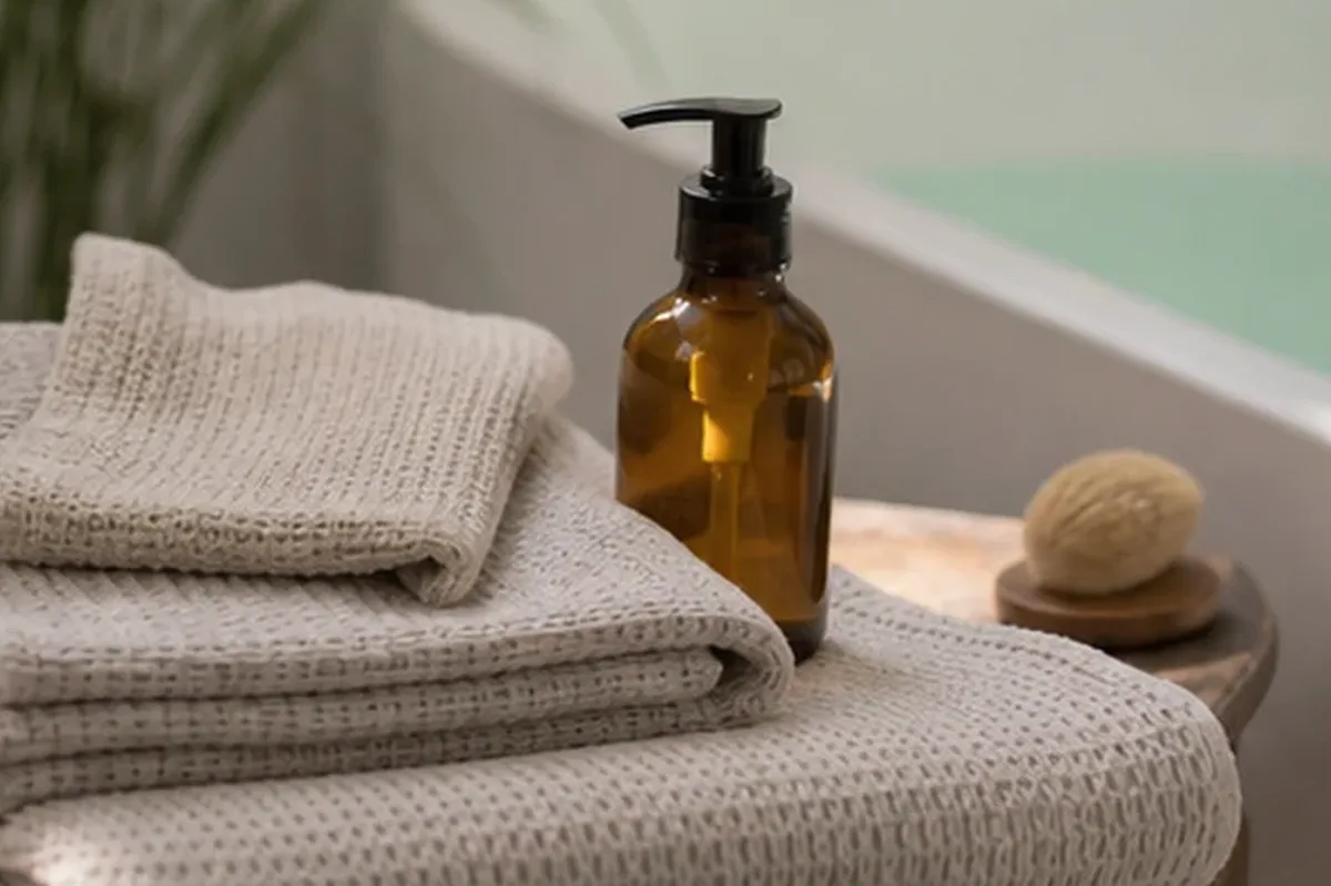 Hochwertige Beauty-Inszenierung zu Auswahlkriterien für Badezusatz bei starkem Schwitzen