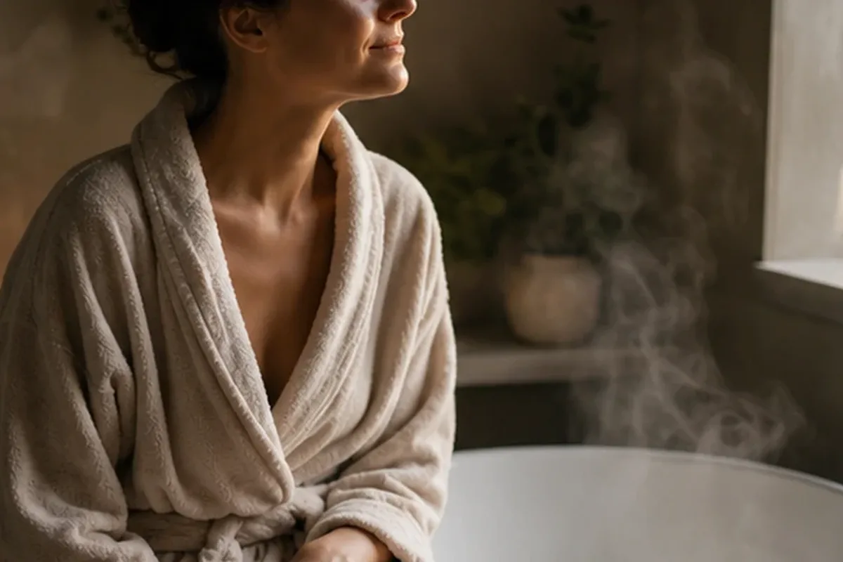 Emotionaler und authentischer Anwendungsmoment rund um Badezusatz bei Keratosis pilaris