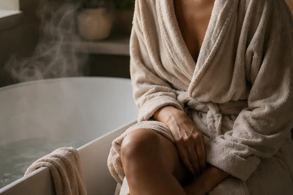 Authentischer Wohlfühlmoment passend zum Beauty-Thema Vanilleduft bei warmem Wetter