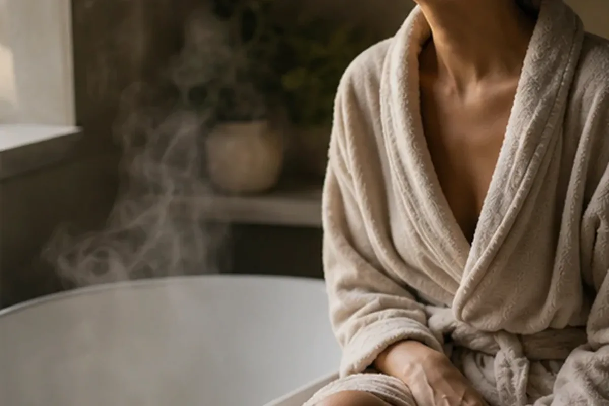Emotionaler und authentischer Anwendungsmoment rund um Sommerparfum für einen minimalistischen Stil