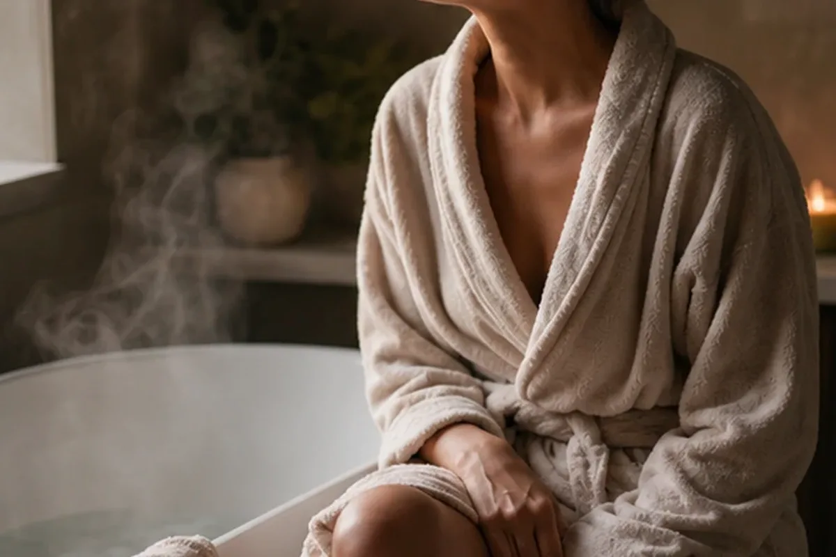 Redaktionelle Detailaufnahme zur Orientierung bei Badezusatz bei Keratosis pilaris