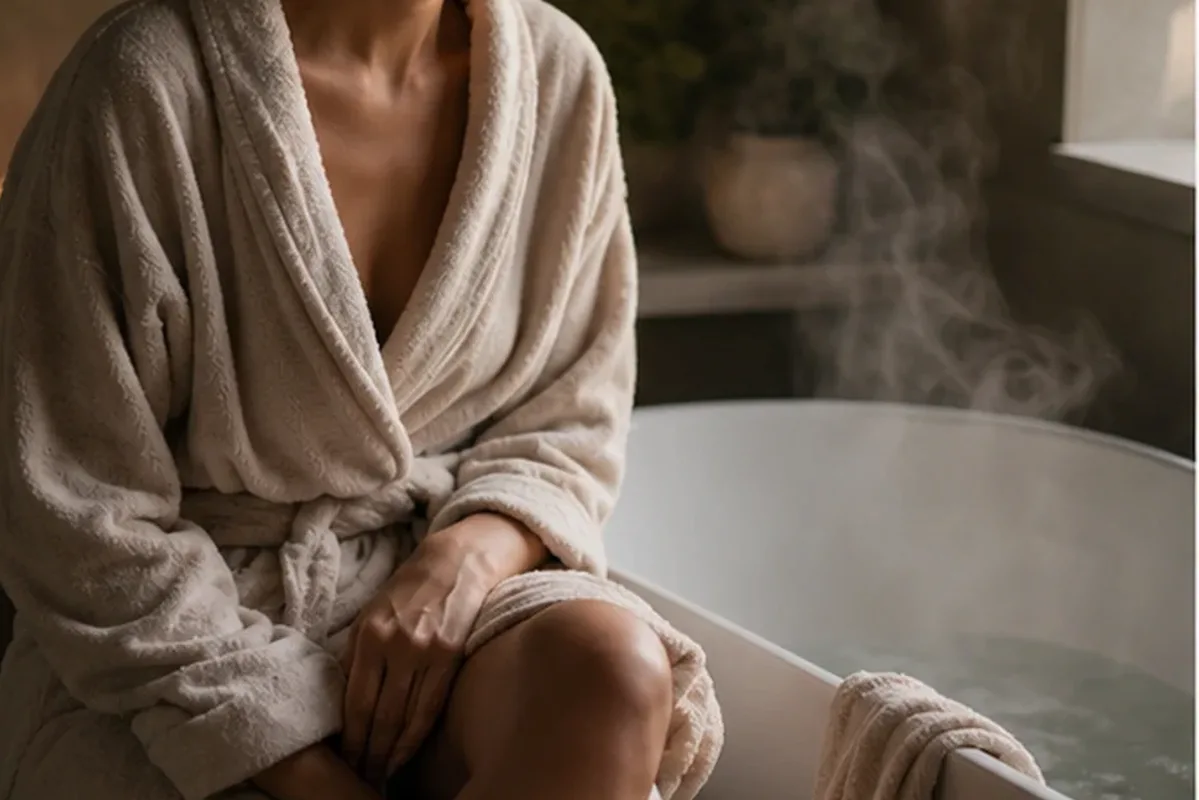 Authentischer Wohlfühlmoment passend zum Beauty-Thema Duschgel bei Keratosis pilaris