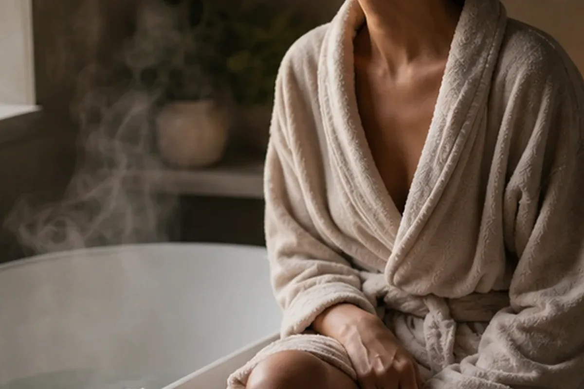 Authentischer Wohlfühlmoment passend zum Beauty-Thema After-Sun-Pflege für trockene Haut