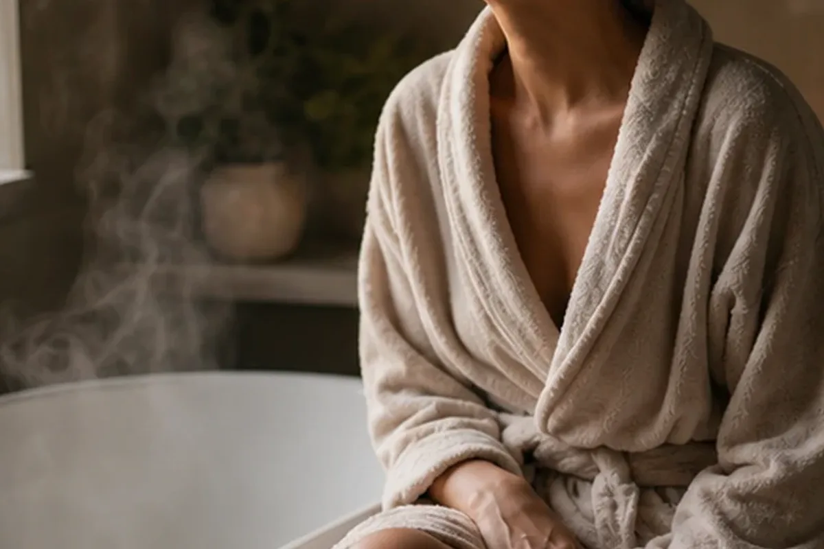 Hochwertige Beauty-Inszenierung zu Auswahlkriterien für Körperpeeling bei starkem Schwitzen