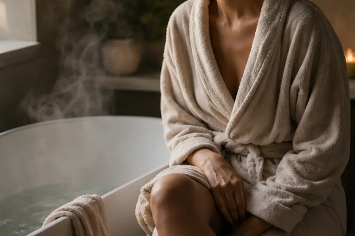 Authentischer Wohlfühlmoment passend zum Beauty-Thema Körperöl bei Keratosis pilaris