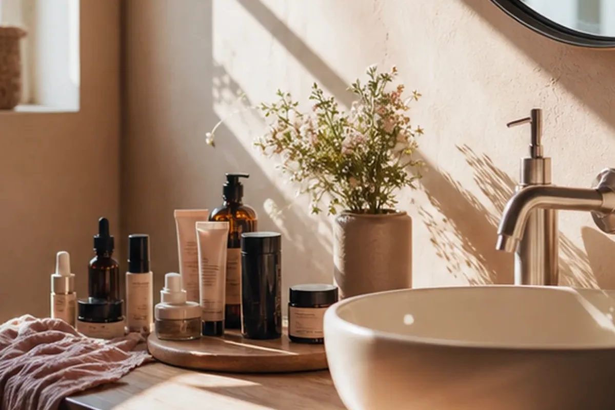Hochwertige Beauty-Inszenierung zu Auswahlkriterien für Niacinamid-Serum für Mischhaut