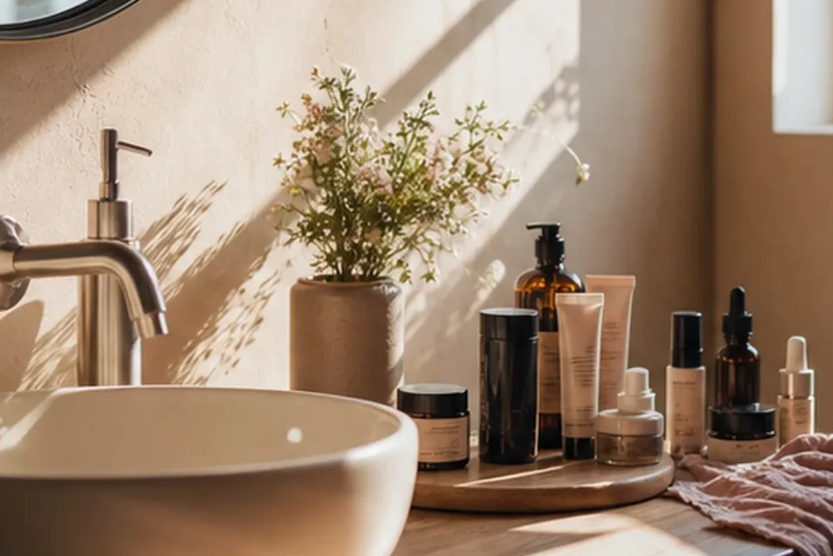 Hochwertige Beauty-Inszenierung zu Auswahlkriterien für Maniküre-Set für Reisen