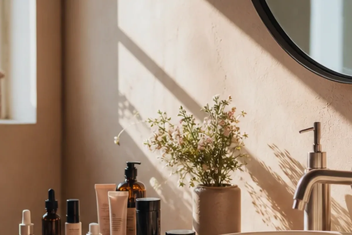 Hochwertige Beauty-Inszenierung zu Auswahlkriterien für Niacinamid-Serum für Mischhaut
