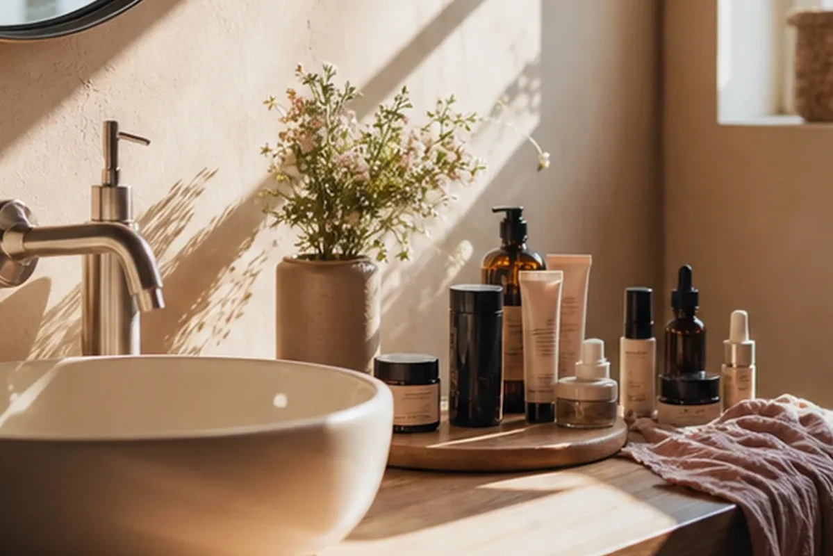 Hochwertige Beauty-Inszenierung zu Auswahlkriterien für Rouge bei großen Poren