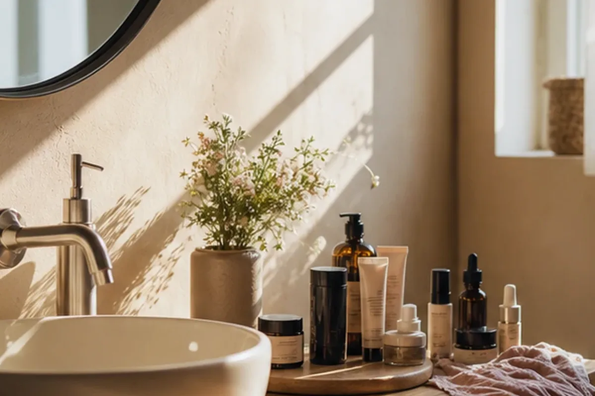 Hochwertige Beauty-Inszenierung zu Auswahlkriterien für Einsteiger-Pflegeroutine bei wenig Zeit