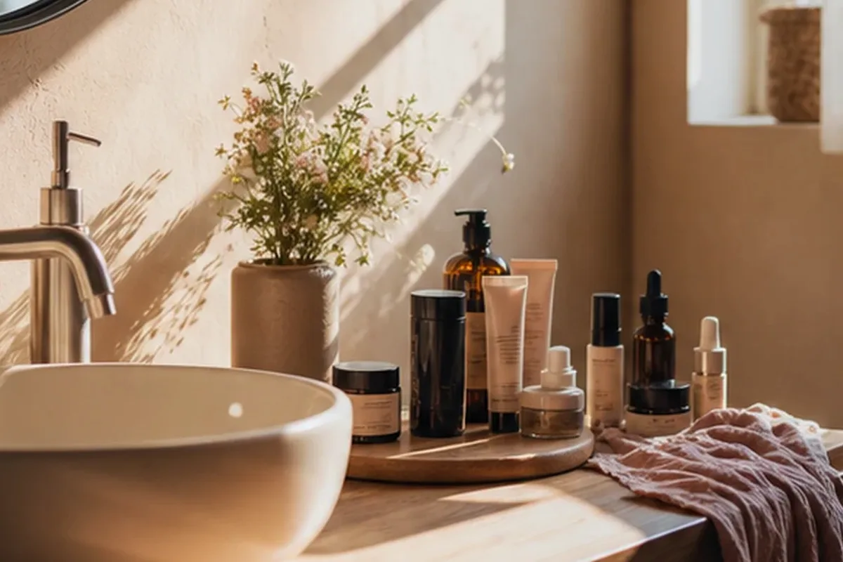 Hochwertige Beauty-Inszenierung zu Auswahlkriterien für Gesichtsreinigungsbürste bei wenig Zeit