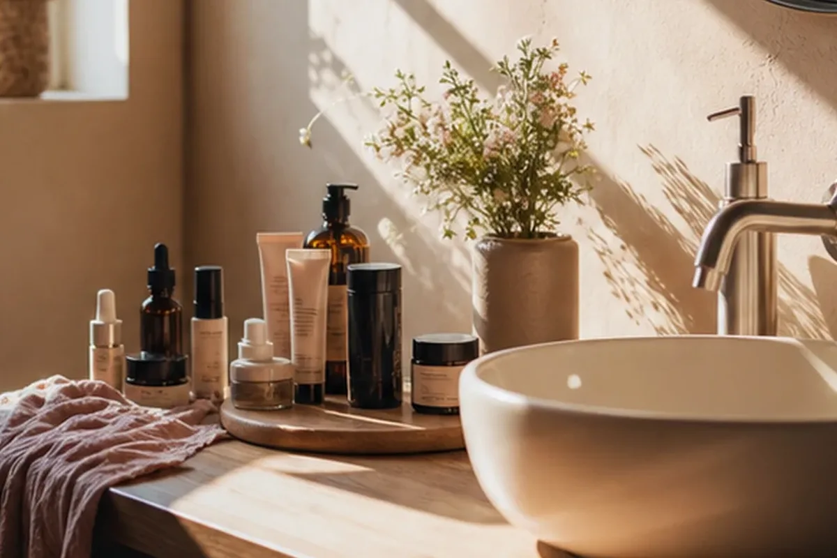 Hochwertige Beauty-Inszenierung zu Auswahlkriterien für Kosmetikspiegel für Reisen