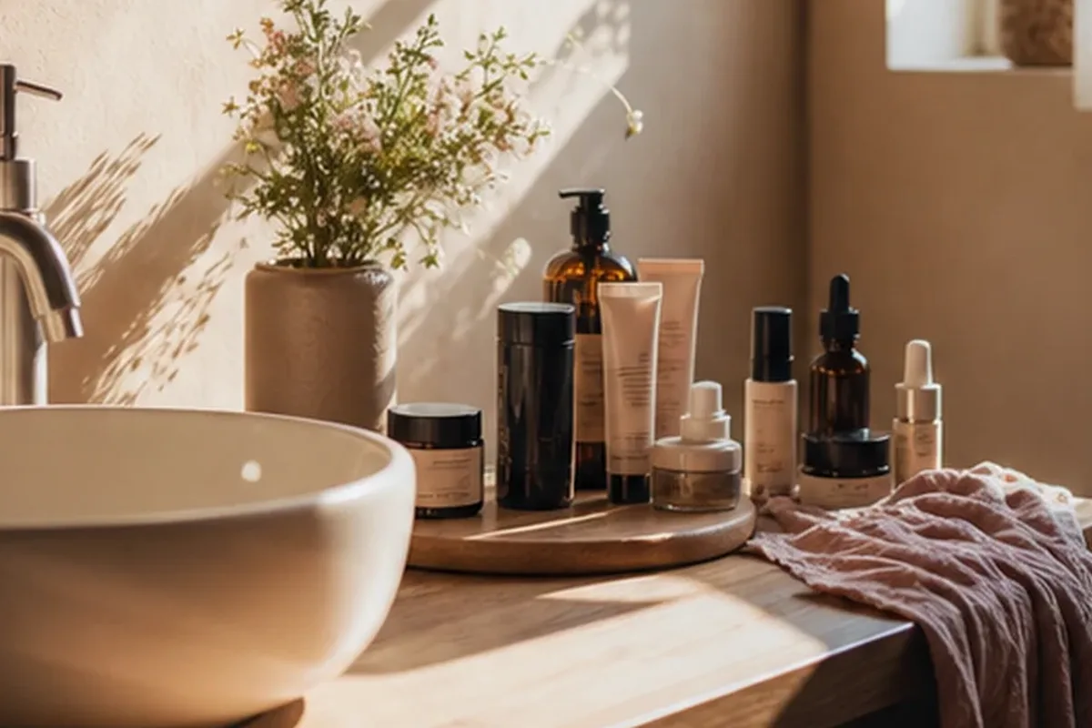 Hochwertige Beauty-Inszenierung zu Auswahlkriterien für Niacinamid-Serum für trockene Haut