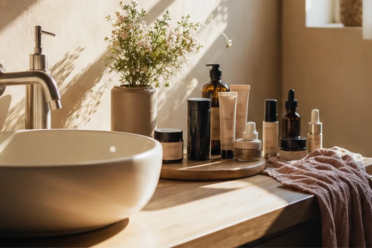 Hochwertige Beauty-Inszenierung zu Auswahlkriterien für Badezusatz für trockene Haut
