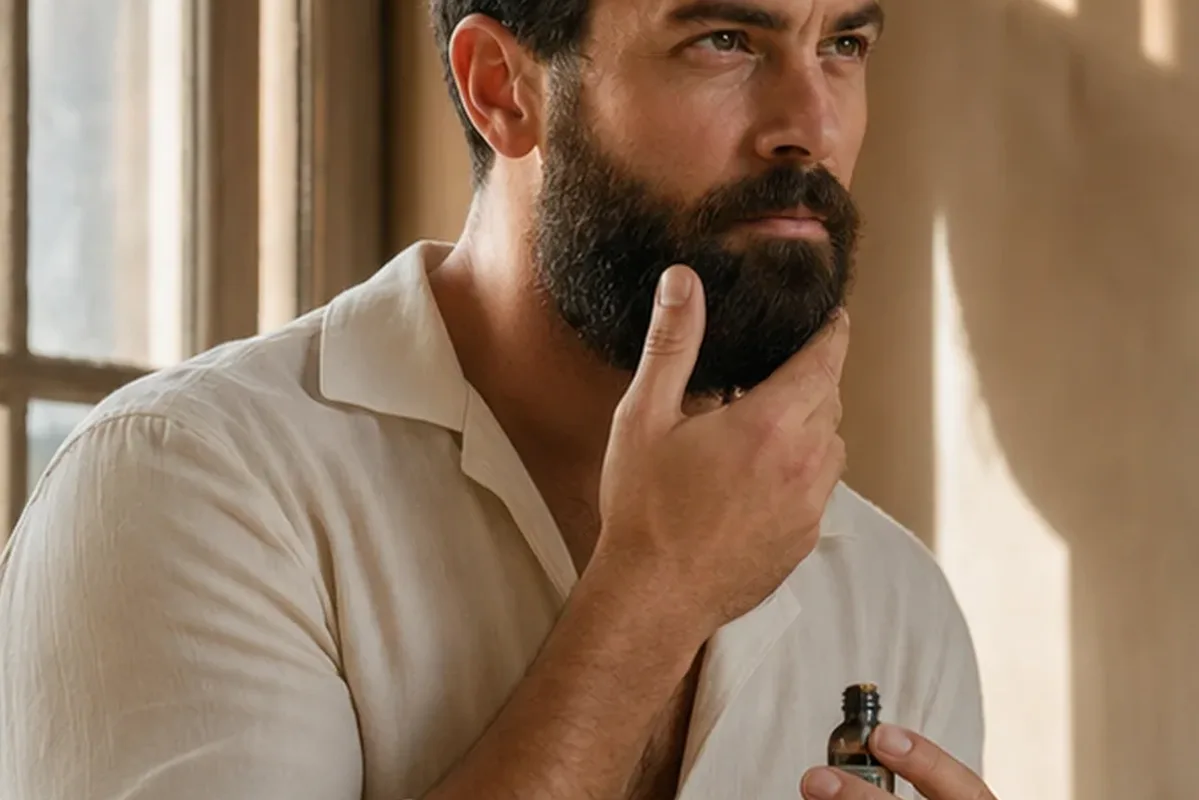 Redaktioneller Beauty-Moment zur Ausgangslage bei After Shave für einen dichten Bart