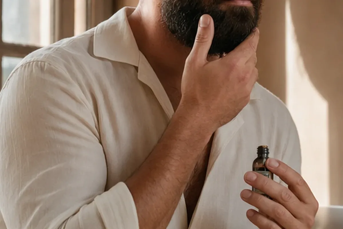 Authentischer Wohlfühlmoment passend zum Beauty-Thema Männer-Sonnenschutz bei Rasurbrand
