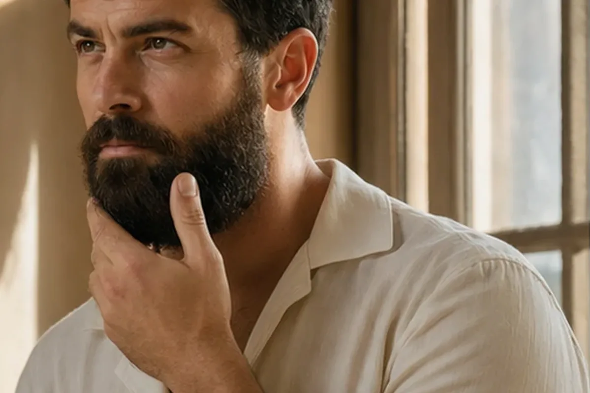 Authentischer Wohlfühlmoment passend zum Beauty-Thema After Shave für einen dichten Bart