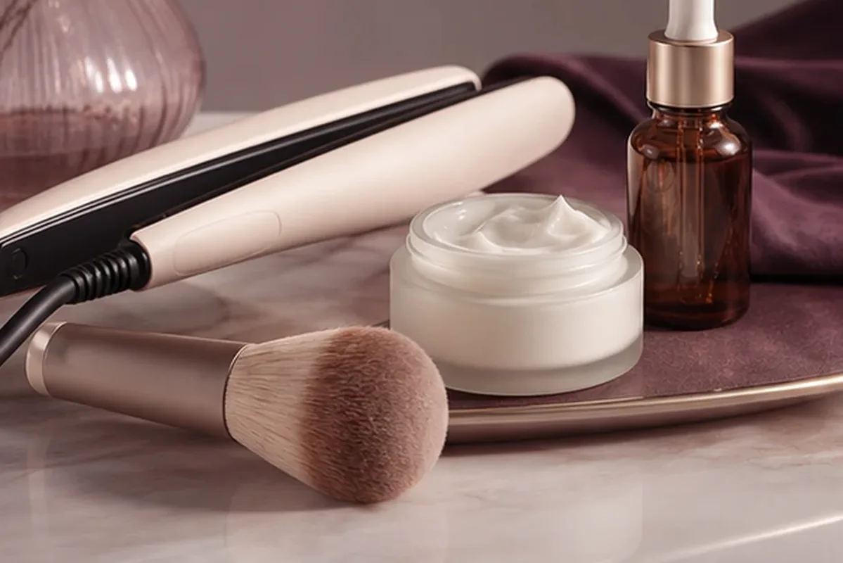 Hochwertige Beauty-Inszenierung zu Auswahlkriterien für Rouge bei großen Poren
