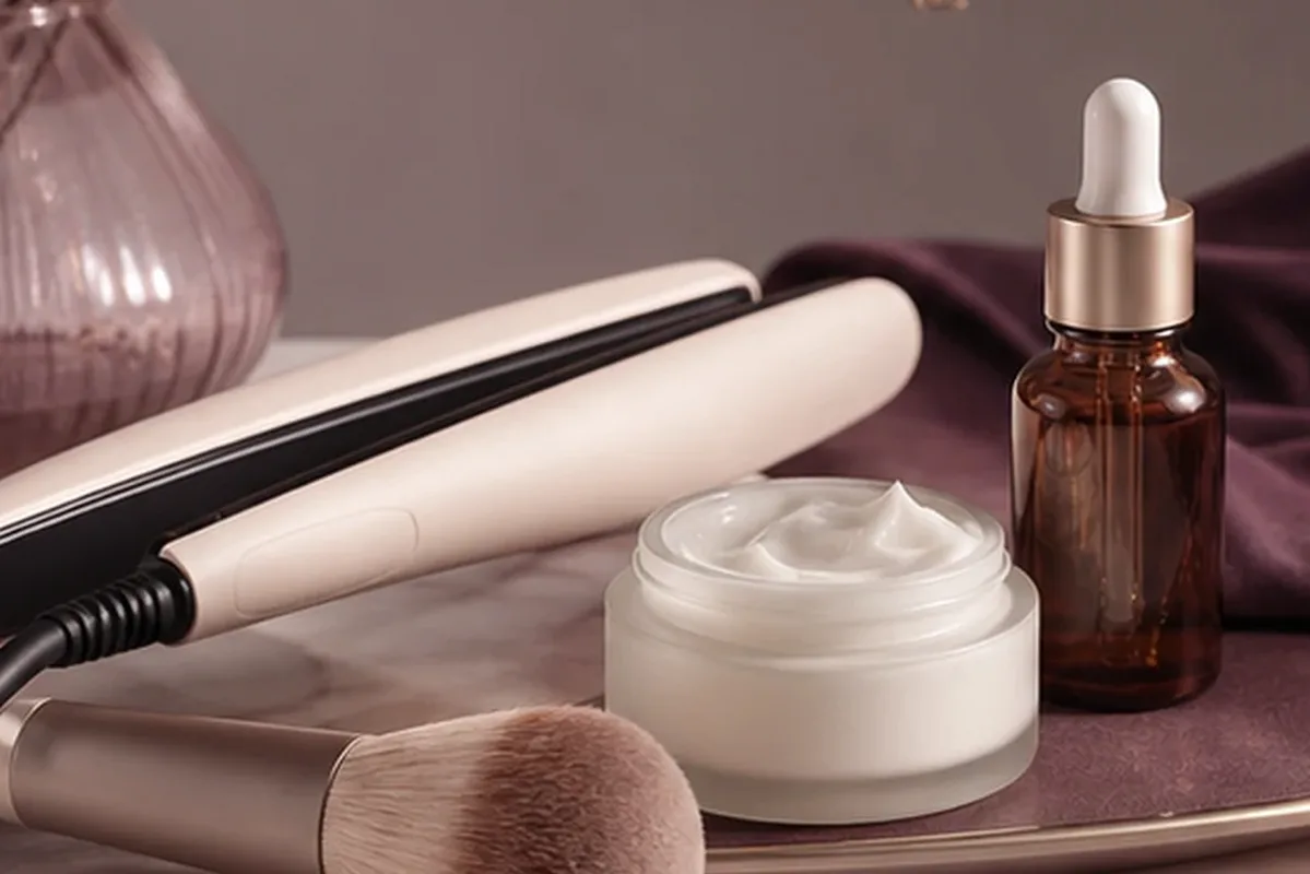 Redaktionelle Detailaufnahme zur Orientierung bei Make-up-Pinsel bei Rötungen
