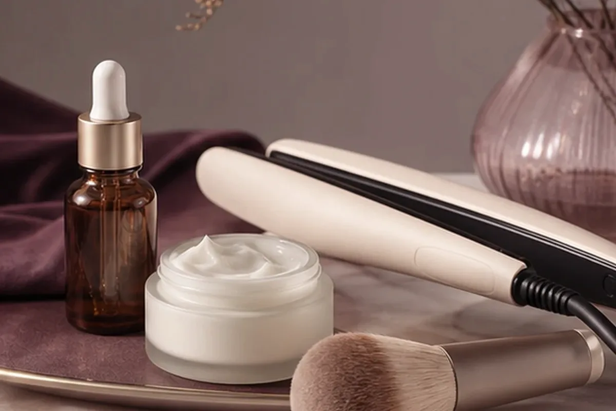 Hochwertige Beauty-Inszenierung zu Auswahlkriterien für Glätteisen bei wenig Zeit