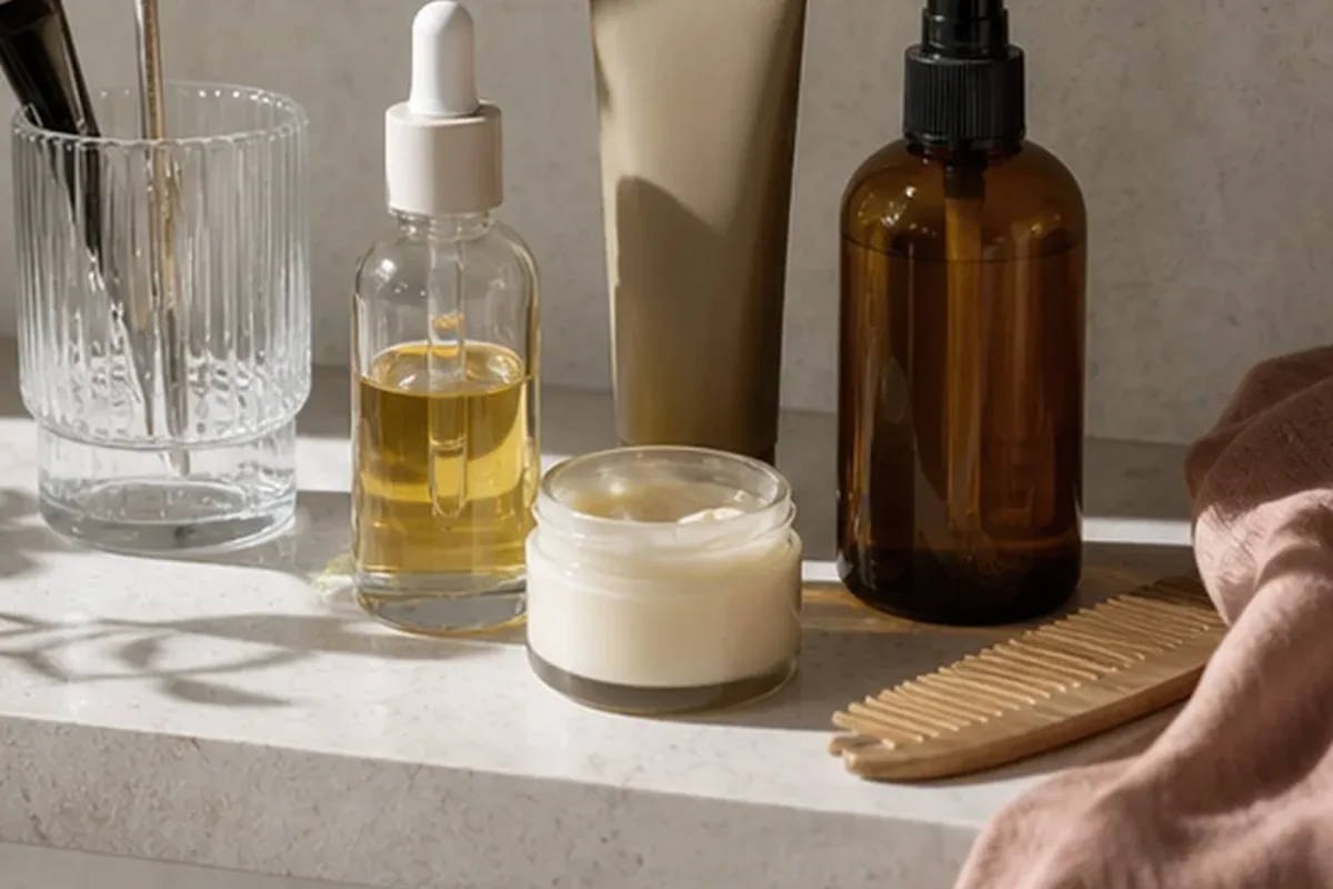 Hochwertige Beauty-Inszenierung zu Auswahlkriterien für Kosmetikspiegel bei wenig Zeit