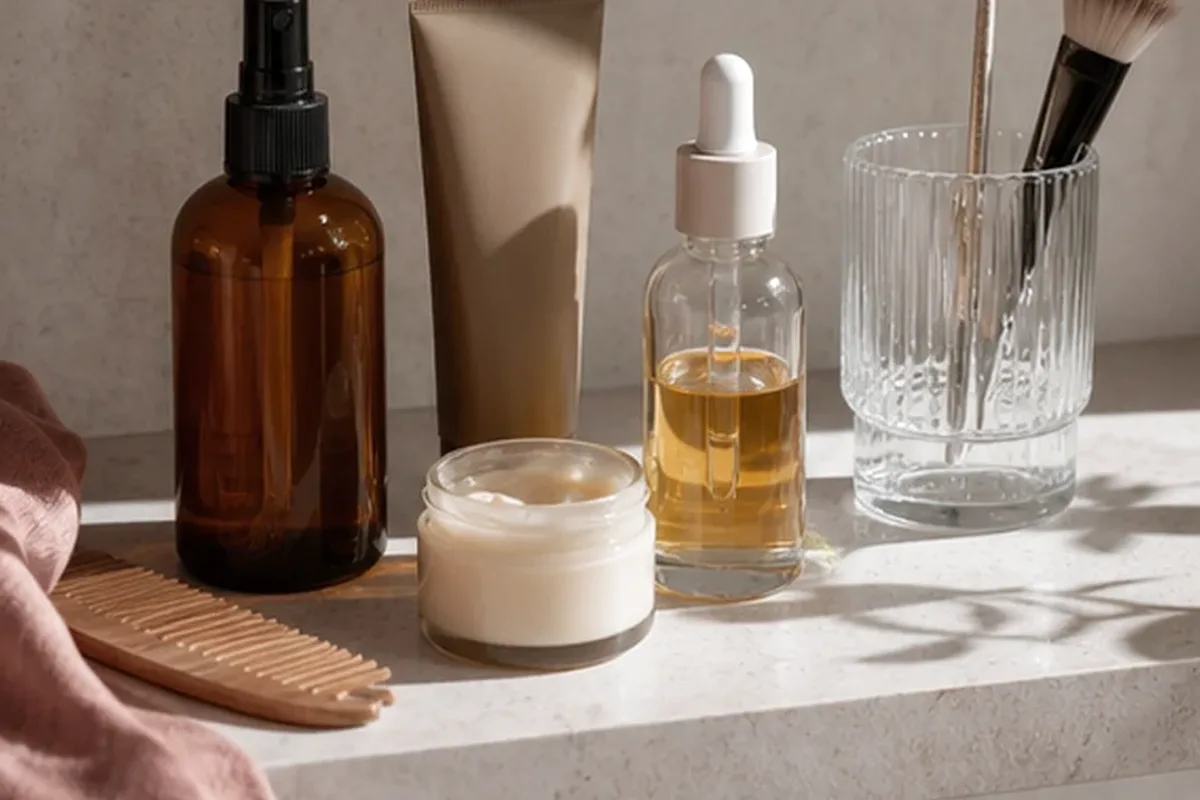 Hochwertige Beauty-Inszenierung zu Auswahlkriterien für Lockencreme bei Haarbruch