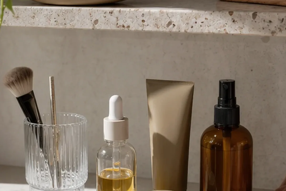 Hochwertige Beauty-Inszenierung zu Auswahlkriterien für Niacinamid-Serum bei ersten Fältchen