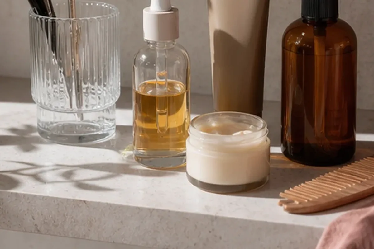 Redaktionelle Detailaufnahme zur Orientierung bei Lockencreme für empfindliche Kopfhaut