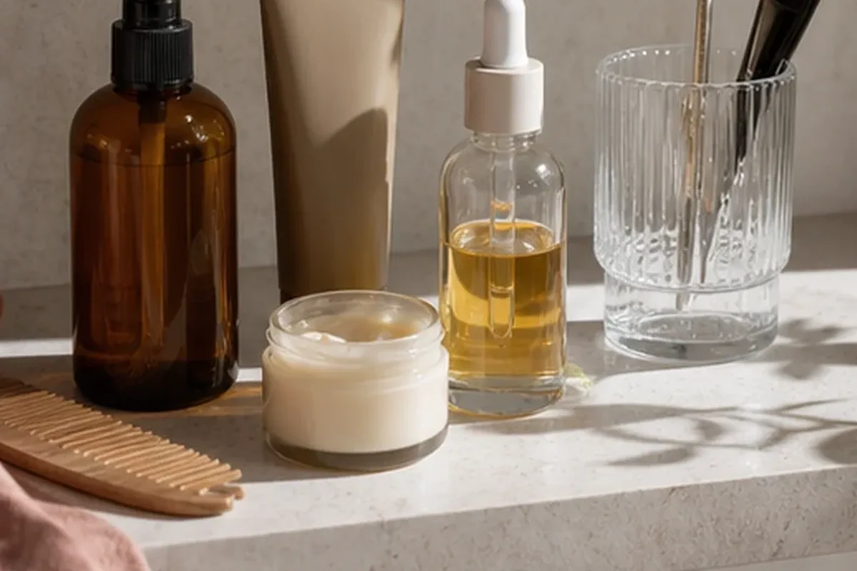 Hochwertige Beauty-Inszenierung zu Auswahlkriterien für Anti-Frizz-Pflege bei Frizz