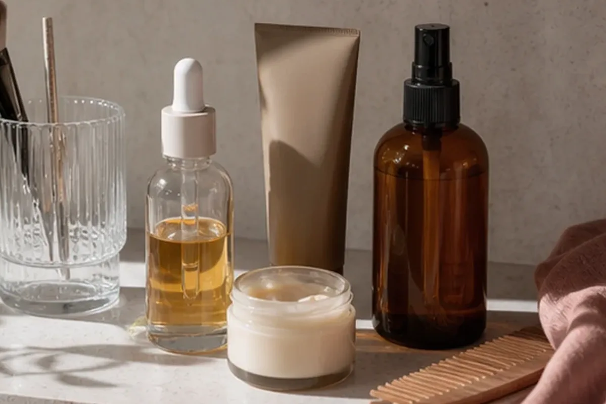 Hochwertige Beauty-Inszenierung zu Auswahlkriterien für Haaröl bei fettigem Ansatz