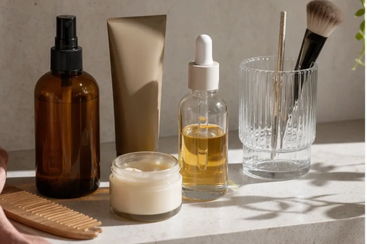 Hochwertige Beauty-Inszenierung zu Auswahlkriterien für Hitzeschutz bei Frizz