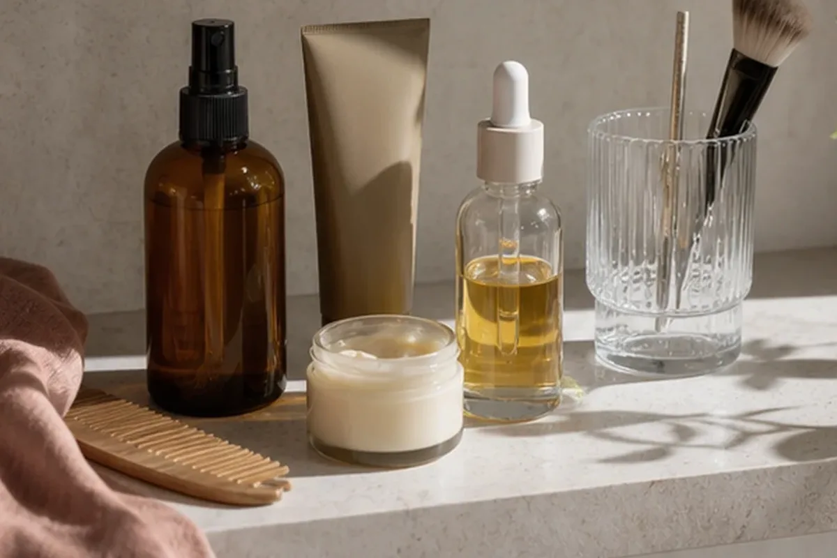 Redaktionelle Detailaufnahme zur Orientierung bei Trockenshampoo bei fettigem Ansatz