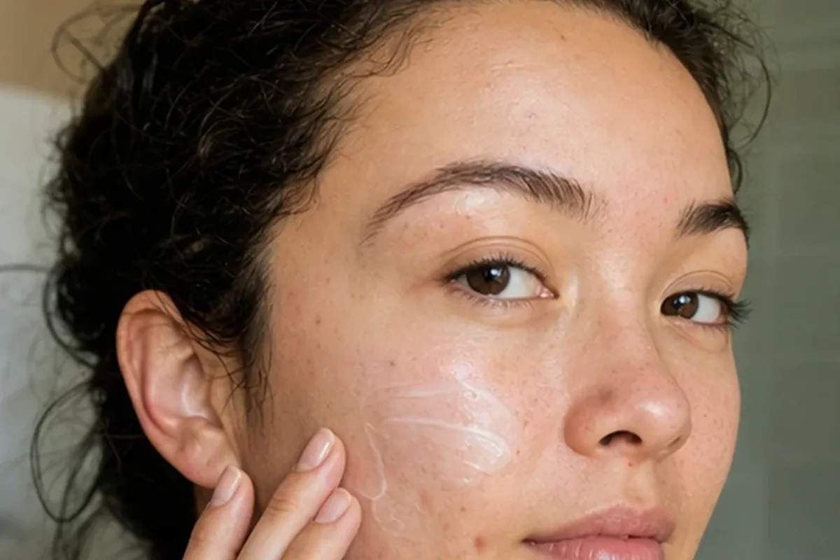 Authentischer Wohlfühlmoment passend zum Beauty-Thema Vitamin-C-Serum bei ersten Fältchen