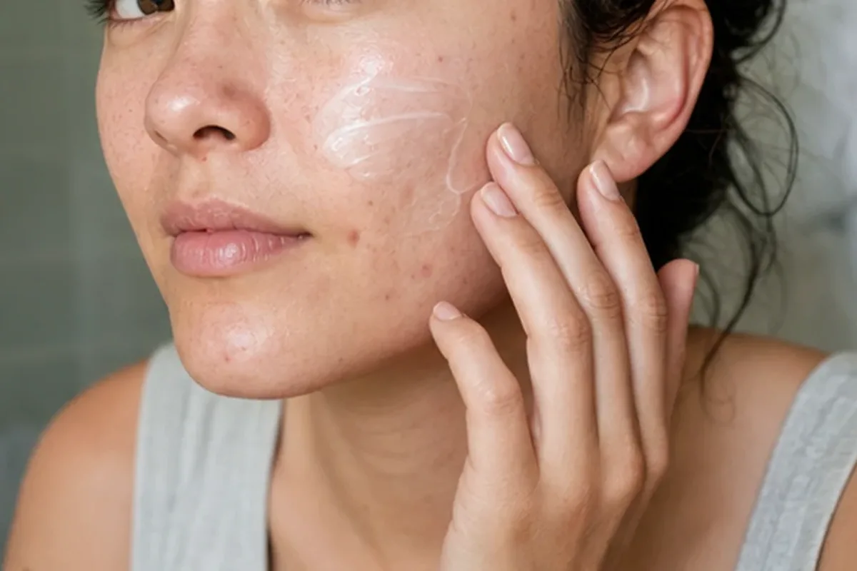 Authentischer Wohlfühlmoment passend zum Beauty-Thema Gesichtsmaske für unreine Haut