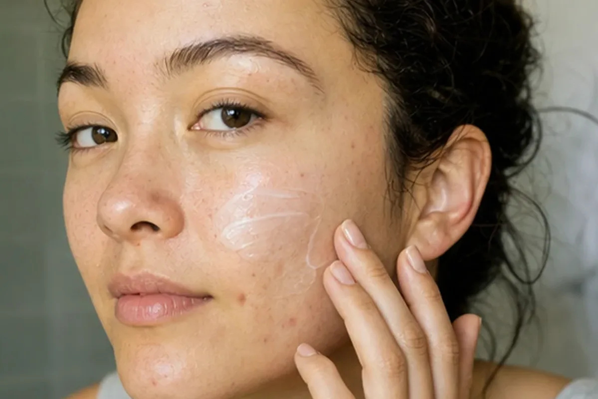 Authentischer Wohlfühlmoment passend zum Beauty-Thema Hyaluron-Serum für Mischhaut