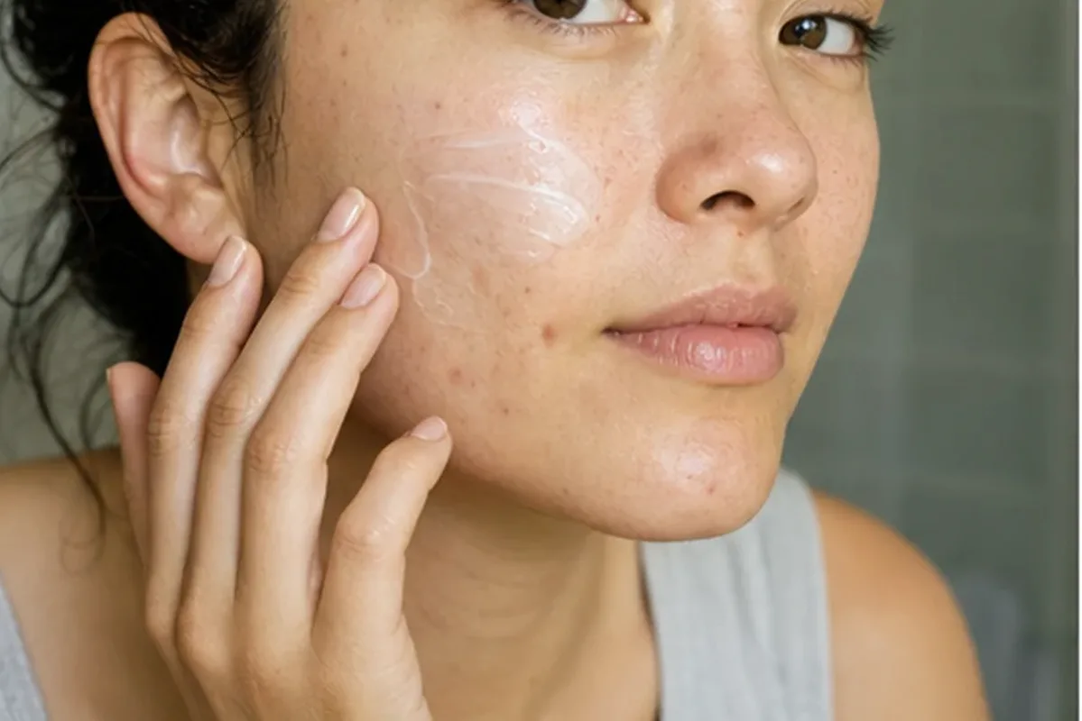 Authentischer Wohlfühlmoment passend zum Beauty-Thema Gesichtscreme für empfindliche Haut