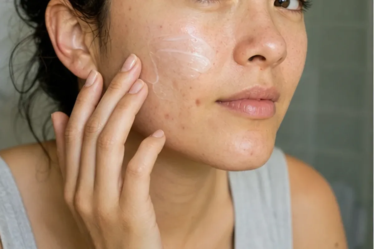Authentischer Wohlfühlmoment passend zum Beauty-Thema Gesichtsreinigung für empfindliche Haut