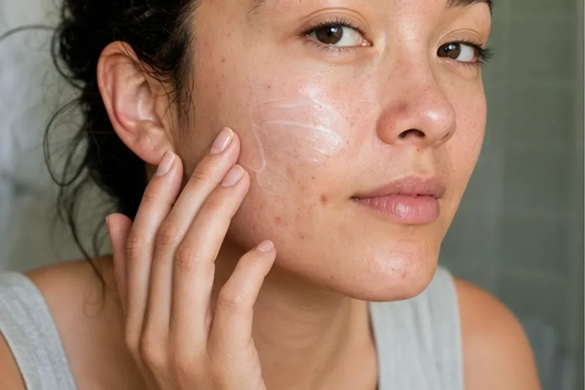 Authentischer Wohlfühlmoment passend zum Beauty-Thema Feuchtigkeitsserum bei ersten Fältchen