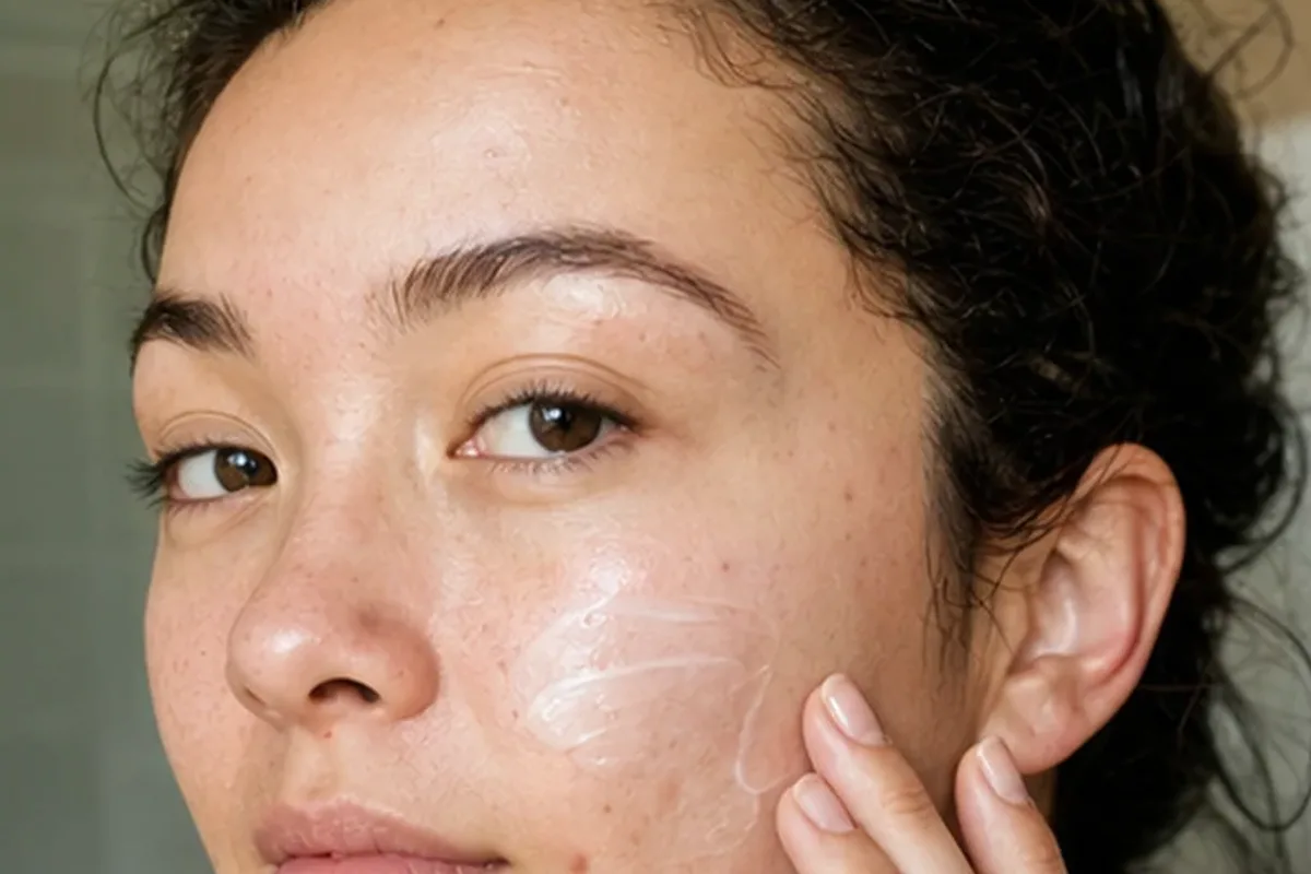 Authentischer Wohlfühlmoment passend zum Beauty-Thema Retinol-Serum bei ersten Fältchen