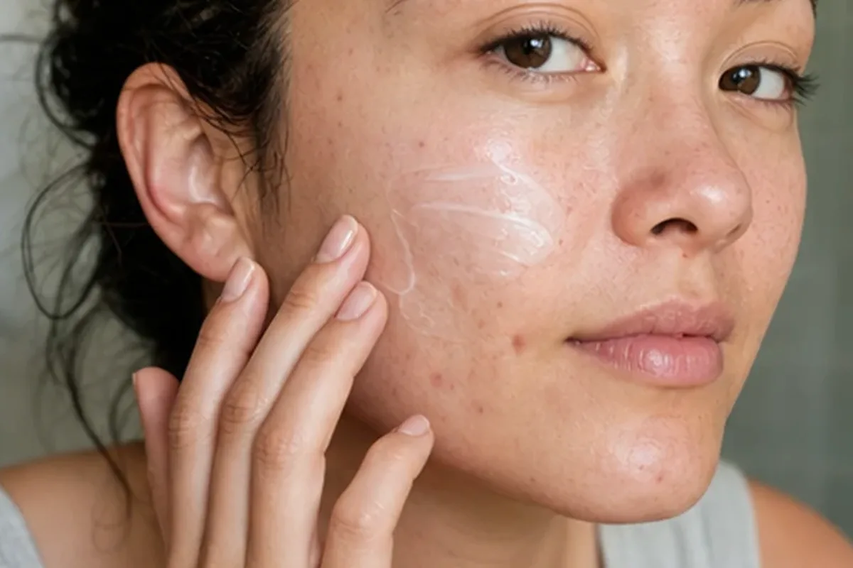 Authentischer Wohlfühlmoment passend zum Beauty-Thema Hyaluron-Serum für unreine Haut