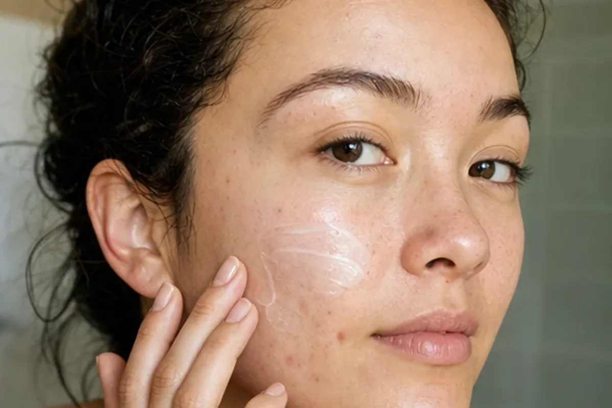 Emotionaler und authentischer Anwendungsmoment rund um Anti-Aging-Routine bei Rötungen