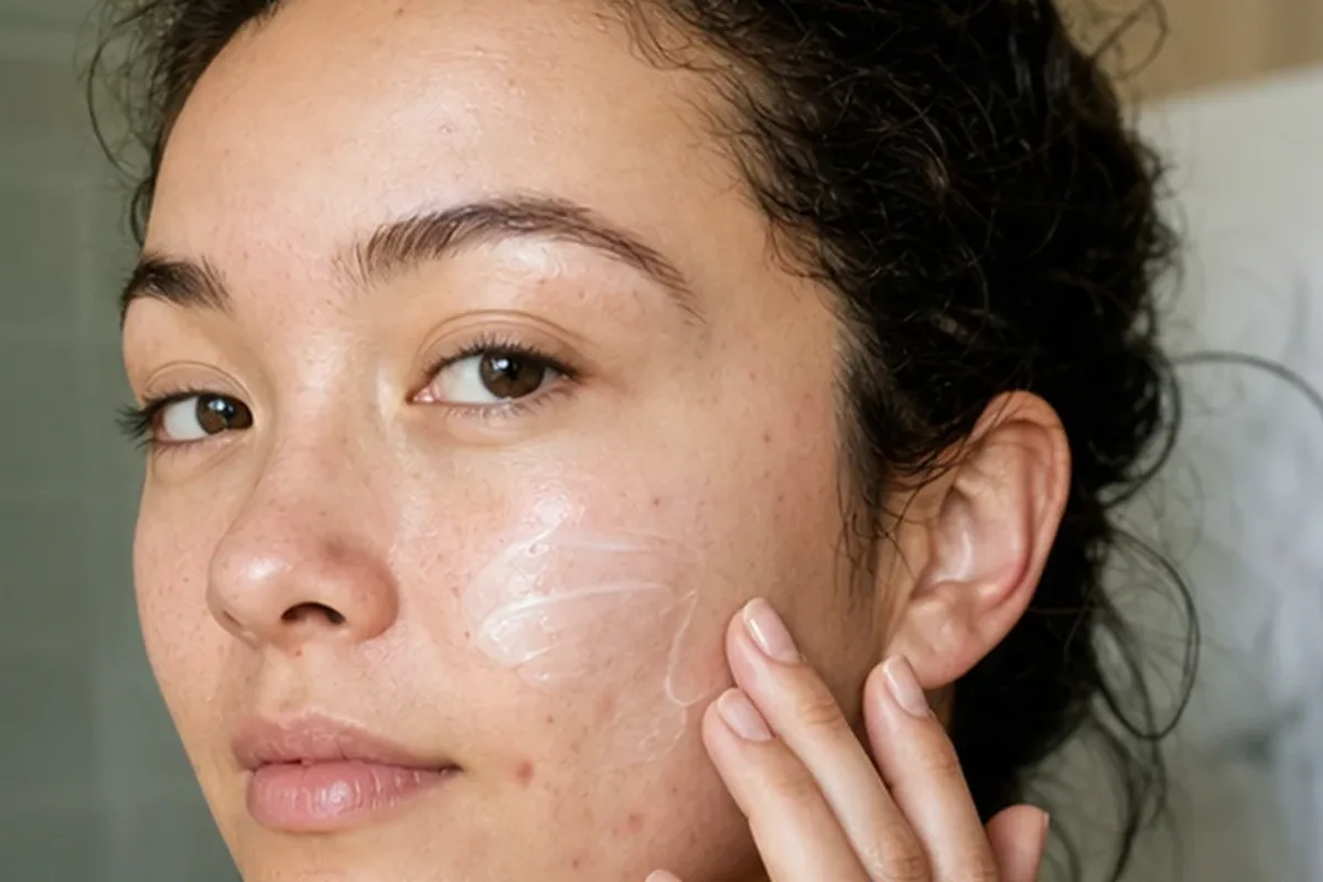 Authentischer Wohlfühlmoment passend zum Beauty-Thema Feuchtigkeitsserum für empfindliche Haut