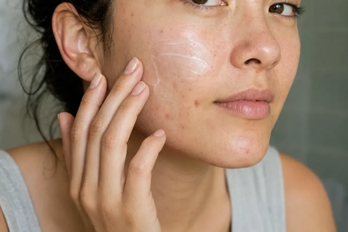 Redaktionelle Detailaufnahme zur Orientierung bei Gesichtsmaske für trockene Haut