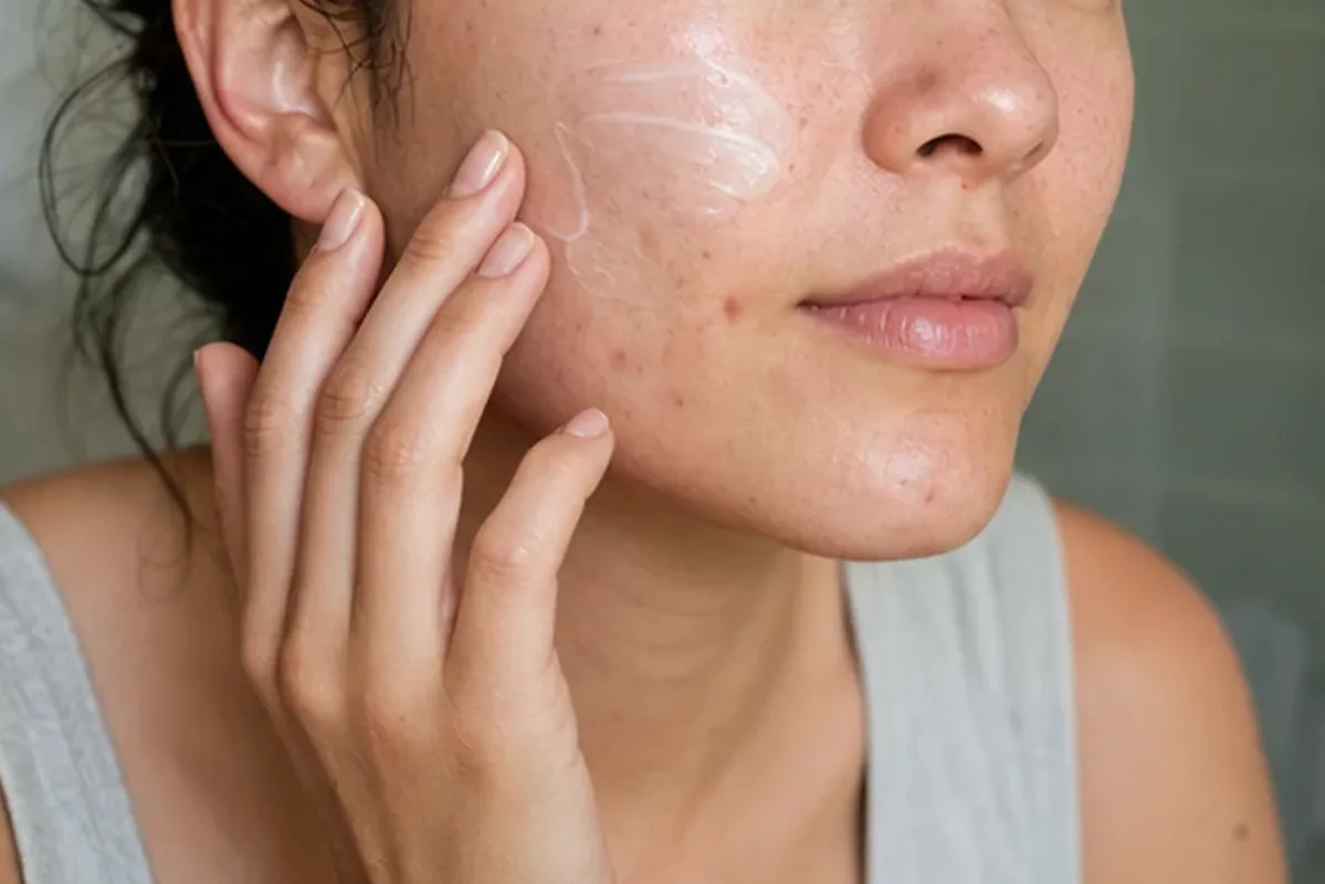 Authentischer Wohlfühlmoment passend zum Beauty-Thema Retinol-Serum für Mischhaut