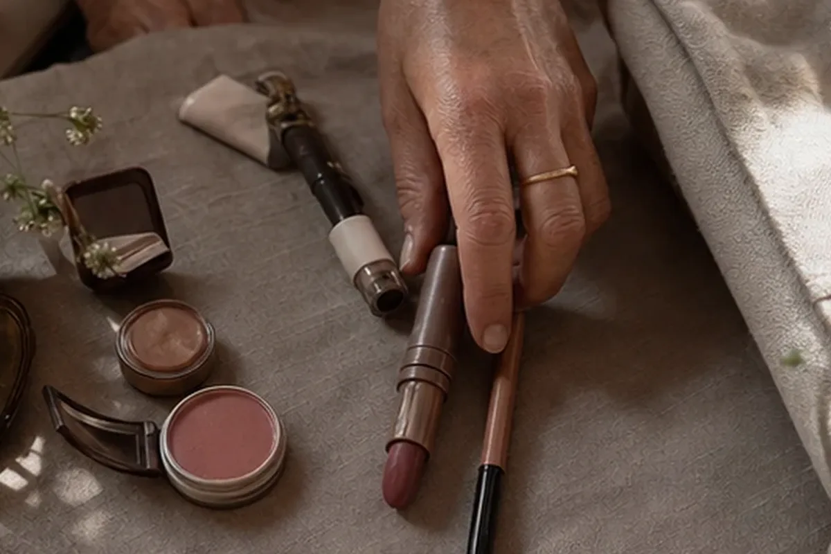 Redaktioneller Beauty-Moment zur Ausgangslage bei Make-up-Pinsel bei großen Poren