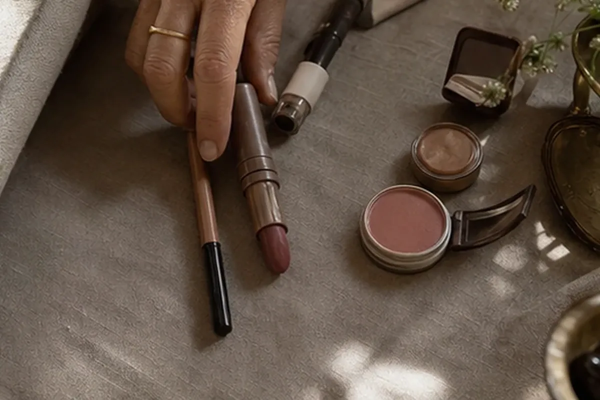 Redaktionelle Detailaufnahme zur Orientierung bei Lippenstift für reife Haut