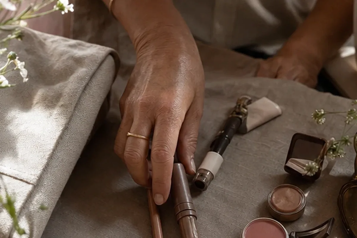 Authentischer Wohlfühlmoment passend zum Beauty-Thema Puder für trockene Haut